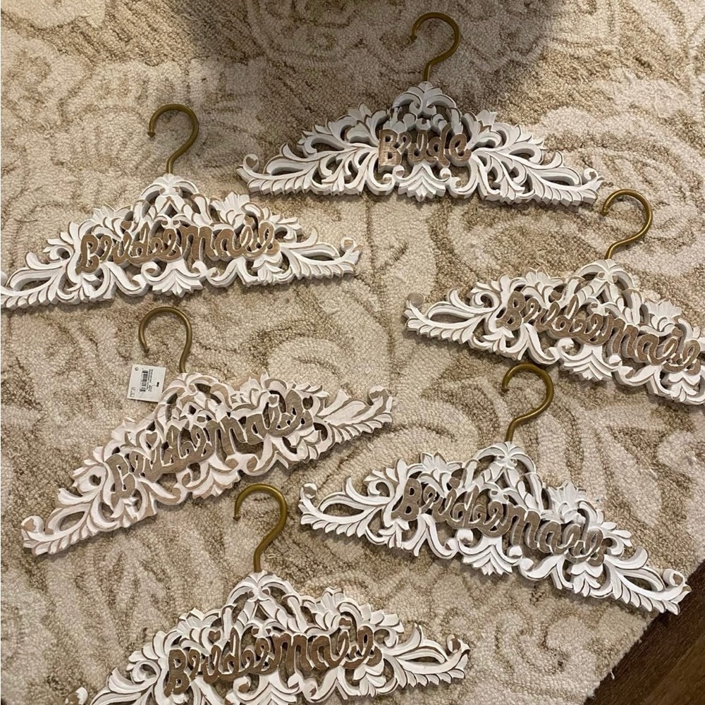 Elegant White and Gold Bridal Hangers